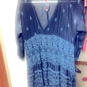 Blue very soft cotton dress. Johnny Was Brand.